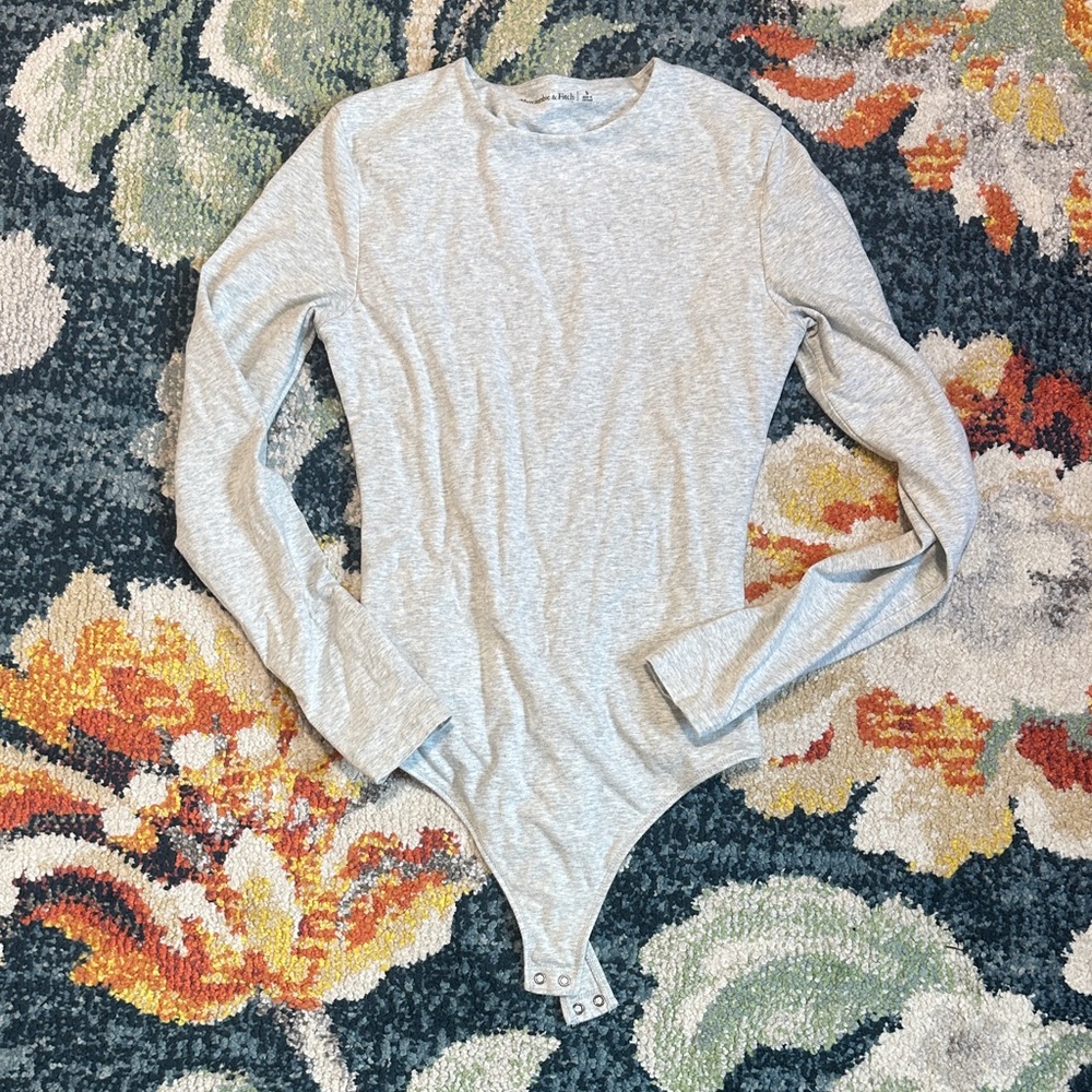 A&F Heather Gray Long Sleeve Bodysuit